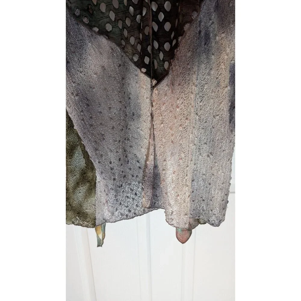Adore Mesh Knit Cardigan Womens Large Art to Wear Statement Cutout Tie-Dye - Picture 6 of 9